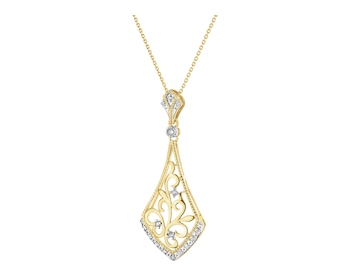 14 K Rhodium-Plated Yellow Gold Pendant with Diamonds - 0,08 ct - fineness 14 K