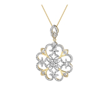 14 K Rhodium-Plated Yellow Gold Pendant with Diamonds - 0,20 ct - fineness 14 K