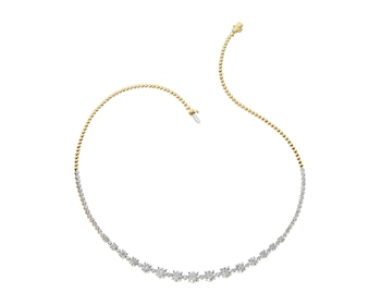 585 Yellow And White Gold Plated Collar Necklace with Diamonds - 3,01 ct - fineness 585