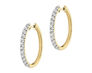 14 K Rhodium-Plated Yellow Gold Hoop Earring with Diamonds - 1,00 ct - fineness 14 K