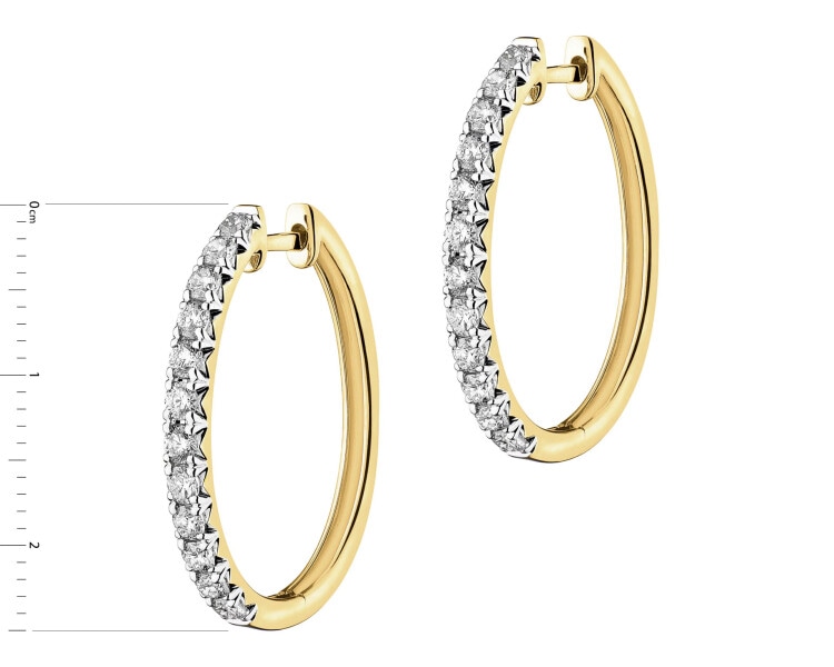 Kolczyki z żółtego złota z brylantami - koła - 1,00 ct - próba 585