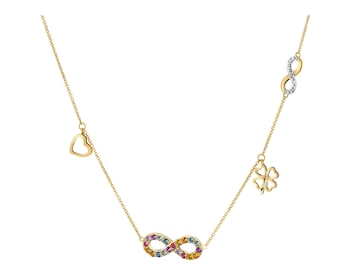 9 K Rhodium-Plated Yellow Gold Necklace  - fineness 9 K