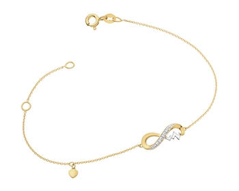 9 K Rhodium-Plated Yellow Gold Bracelet with Diamonds - 0,01 ct - fineness 9 K