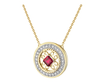 14 K Rhodium-Plated Yellow Gold Necklace  - fineness 14 K