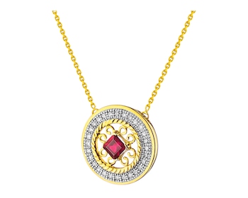 Zlatý náhrdelník s diamanty a rubínem - rozeta 0,08 ct - ryzost 585></noscript>
                    </a>
                </div>
                <div class=