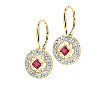 14 K Rhodium-Plated Yellow Gold Earrings  - fineness 14 K