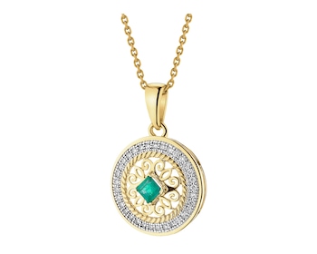 14 K Rhodium-Plated Yellow Gold Pendant - fineness 14 K