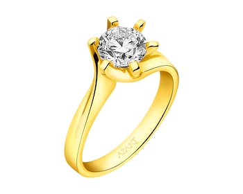 Prsten ze žlutého zlata s briliantem 1 ct - ryzost 585