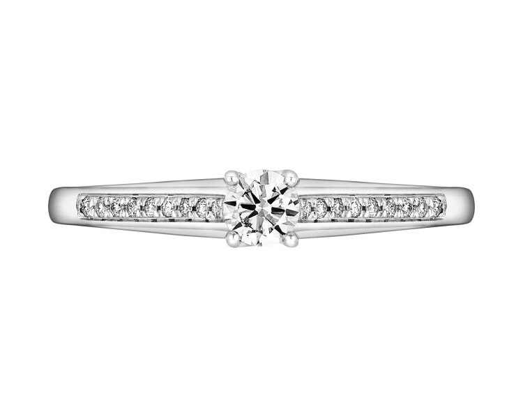 18ct White Gold Ring with Diamonds - 0,24 ct - fineness 18 K