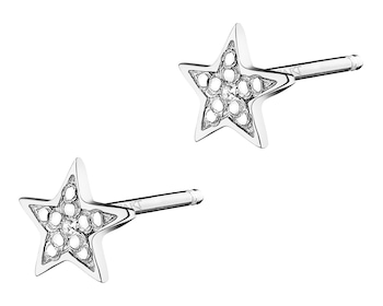 Náušnice ze bílého zlata s diamanty - 0,006 ct - ryzost 585