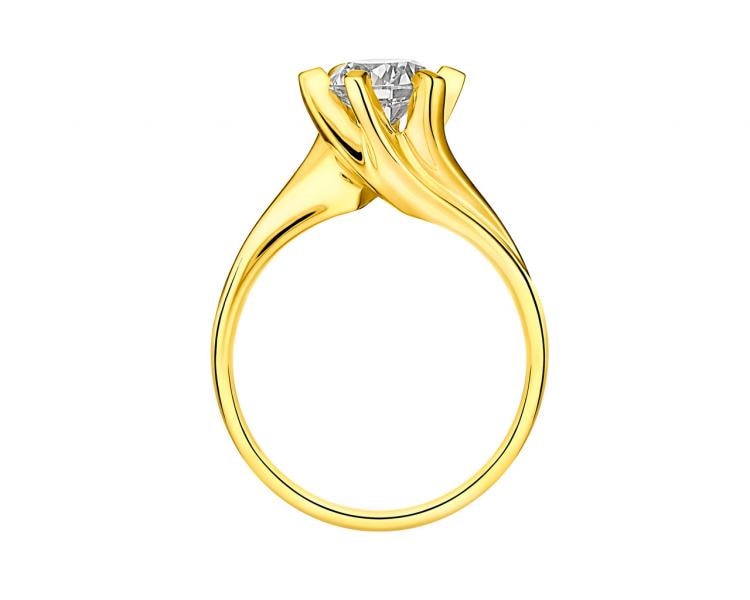 Prsten ze žlutého zlata s briliantem 1 ct - ryzost 585