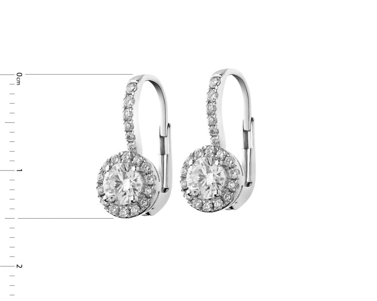 White gold earrings with brilliants 1,19 ct - fineness 14 K