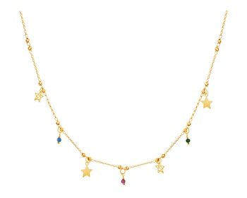Zlatý náhrdelník se sklem, anker - hvězdy