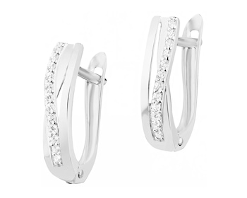 14 K Rhodium-Plated White Gold Earrings with Cubic Zirconia
