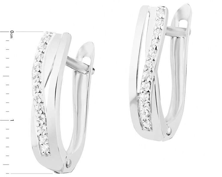 14 K Rhodium-Plated White Gold Earrings with Cubic Zirconia