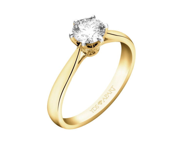18ct Yellow Gold Ring with Diamonds - 0,72 ct - fineness 18 K