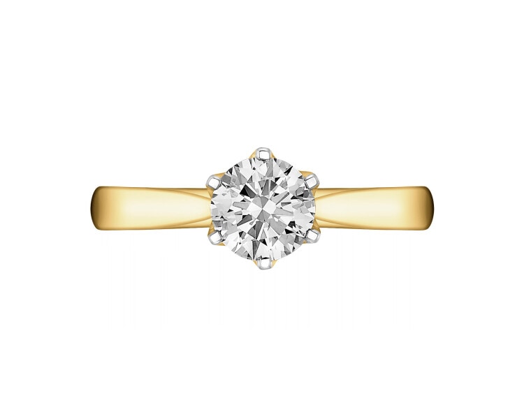 18ct Yellow Gold Ring with Diamonds - 0,72 ct - fineness 18 K