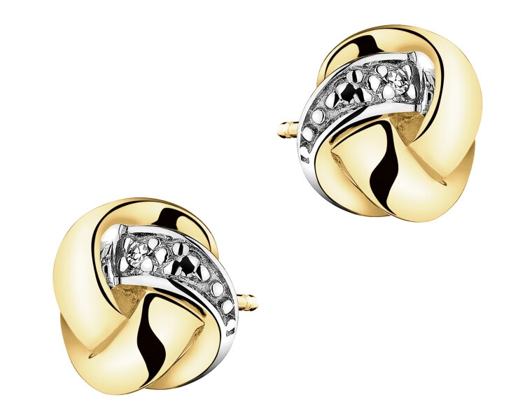 Náušnice ze žlutého zlata s diamanty - 0,006 ct - ryzost 585