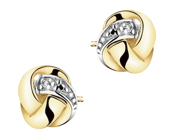 Náušnice ze žlutého zlata s diamanty - 0,006 ct - ryzost 585