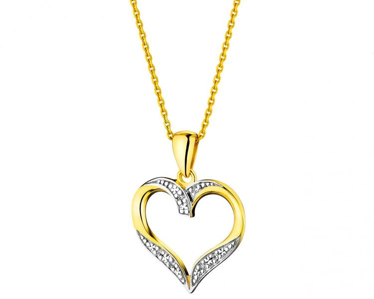 Přívěsek ze žlutého zlata s diamanty - srdce 0,01 ct - ryzost 585