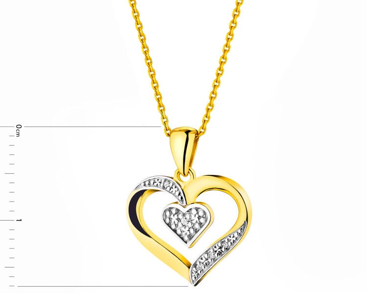 Přívěsek ze žlůtého zlata s diamanty - srdce 0,01 ct - ryzost 585