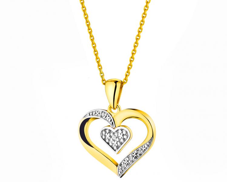 Přívěsek ze žlůtého zlata s diamanty - srdce 0,01 ct - ryzost 585