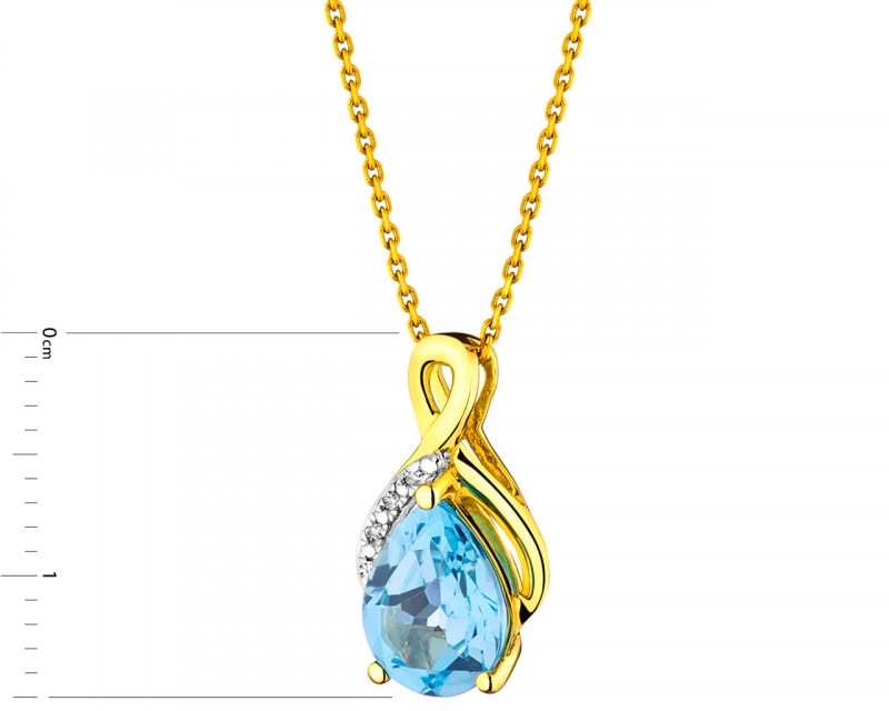 Yellow Gold Pendant with Diamond & Topaz - fineness 14 K