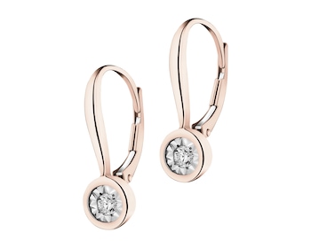 585 Pink Gold And Rhodium-Plated White Gold Earrings with Diamonds - 0,10 ct - fineness 585