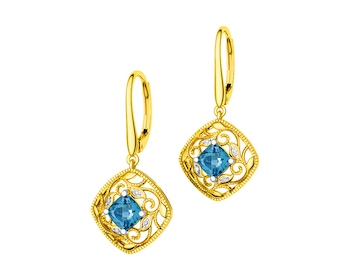 Zlaté náušnice s diamanty a topazy (London Blue)  0,02 ct - ryzost 585></noscript>
                    </a>
                </div>
                <div class=