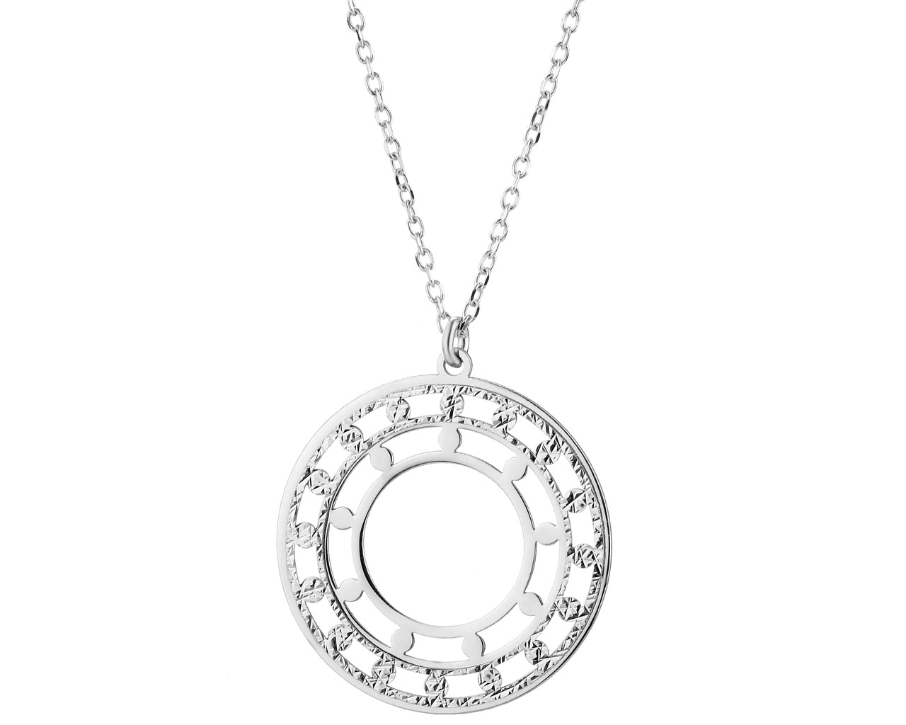 Stříbrný náhrdelník - rozeta, kroužek