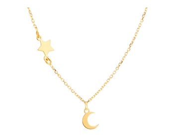 Pozlacený stříbrný náhrdelník - půlměsíc, hvězda