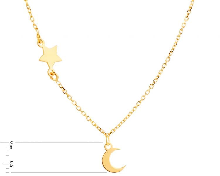 Pozlacený stříbrný náhrdelník - půlměsíc, hvězda