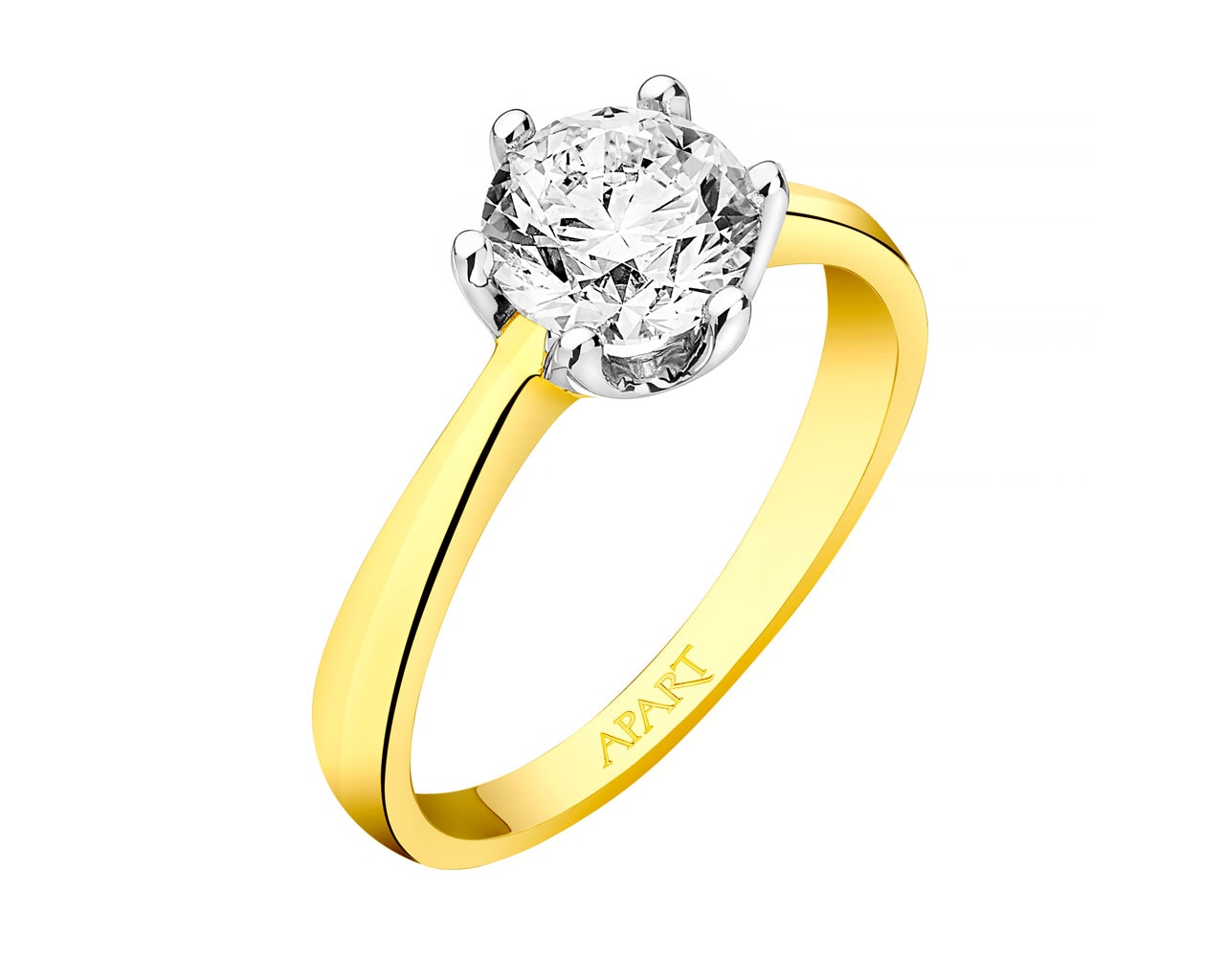 14ct Yellow Gold Ring with Diamond 1,50 ct - fineness 14 K