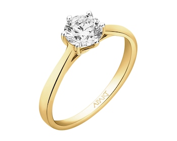 14ct Yellow Gold Ring with Diamond - 1,00 ct - fineness 14 K