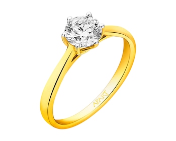 Zlatý prsten s briliantem 1 ct - ryzost 585