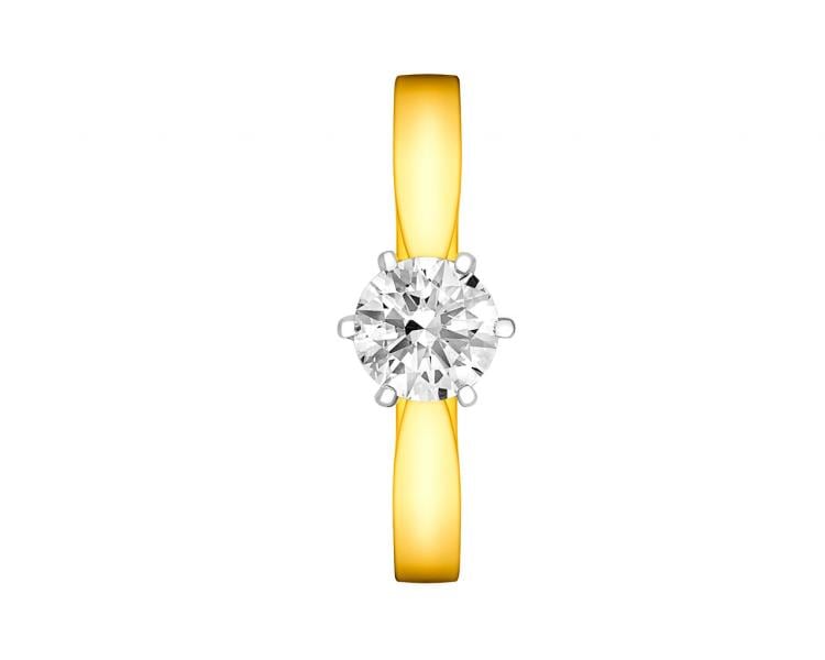 18ct Yellow Gold Ring with Diamond 0,70 ct - fineness 18 K