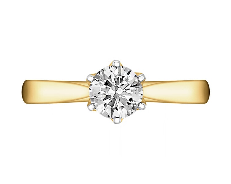 18ct Yellow Gold Ring with Diamonds - 0,50 ct - fineness 18 K