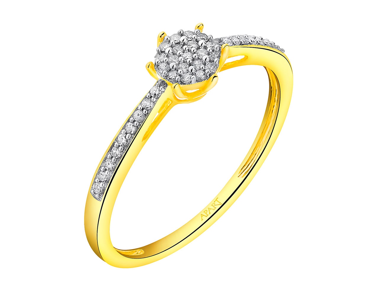 Zlatý prsten s diamanty  0,12 ct - ryzost 585