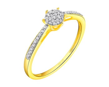 Zlatý prsten s diamanty  0,12 ct - ryzost 585
