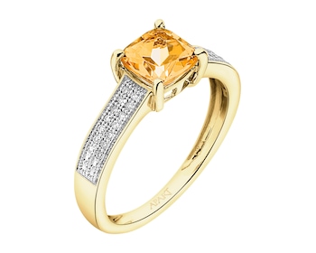 14 K Rhodium-Plated Yellow Gold Ring  - fineness 14 K