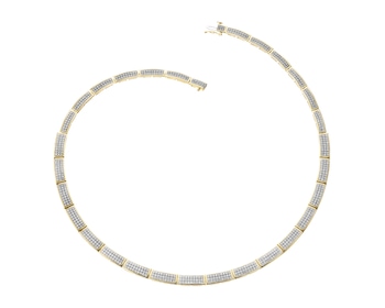 14 K Rhodium-Plated Yellow Gold Collar Necklace with Diamonds - 2,00 ct - fineness 14 K