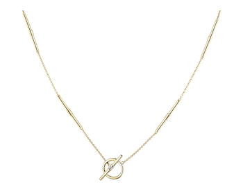 9 K Rhodium-Plated Yellow Gold Necklace with Diamond - 0,003 ct - fineness 9 K