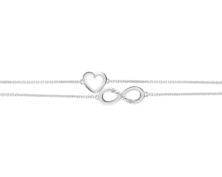 Náramek z bílého zlata s diamanty - nekonečno - 0,01 ct - ryzost 585