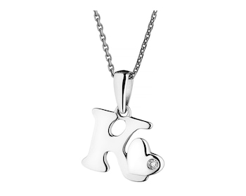 Zawieszka z białego złota z diamentem - litera K - 0,004 ct - próba 585