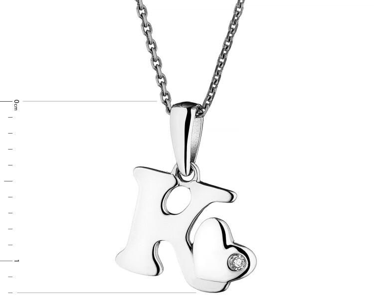Zawieszka z białego złota z diamentem - litera K - 0,004 ct - próba 585