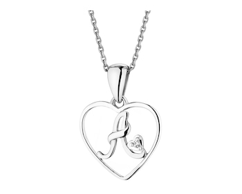 Přívěsek z bílého zlata s diamantem - písmeno A, srdce - 0,005 ct - ryzost 585