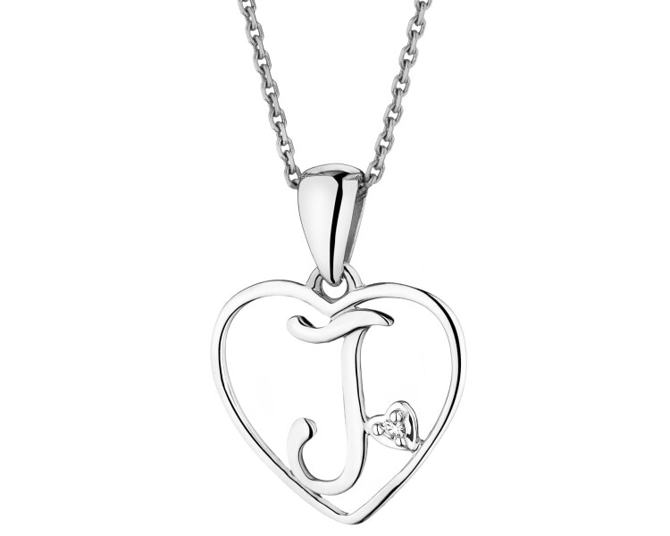 14 K Rhodium-Plated White Gold Pendant with Diamond - 0,005 ct - fineness 14 K