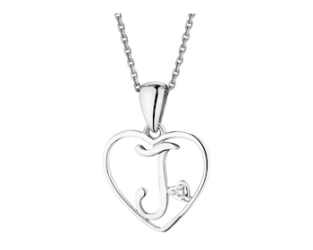 Přívěsek z bílého zlata s diamantem - písmeno J, srdce - 0,005 ct - ryzost 585