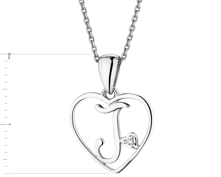 14 K Rhodium-Plated White Gold Pendant with Diamond - 0,005 ct - fineness 14 K