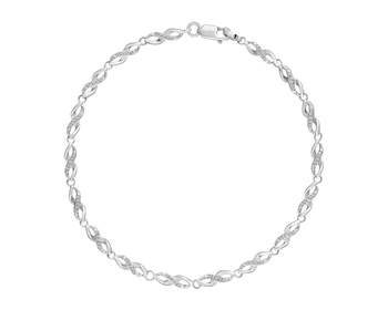 Bransoletka z białego złota z diamentami - 18 cm - 0,17 ct - próba 375